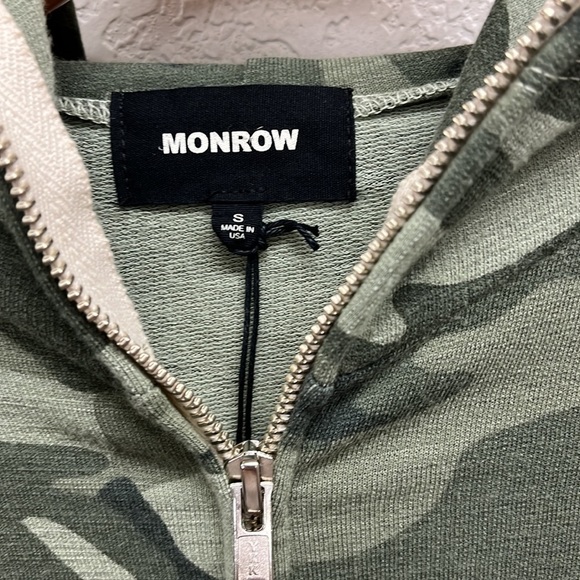 Monrow X Revolve Urban Zip Hoodie in Light Olive S NEW - Picture 4 of 7